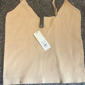 Francesca's Collections Cream Ribbed Camisole